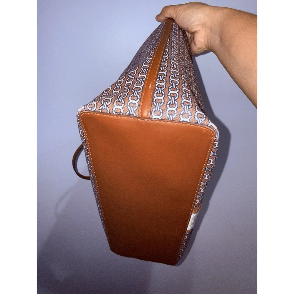 Tory Burch Brown Coated Canvas Gemini Link Tote Bag‎